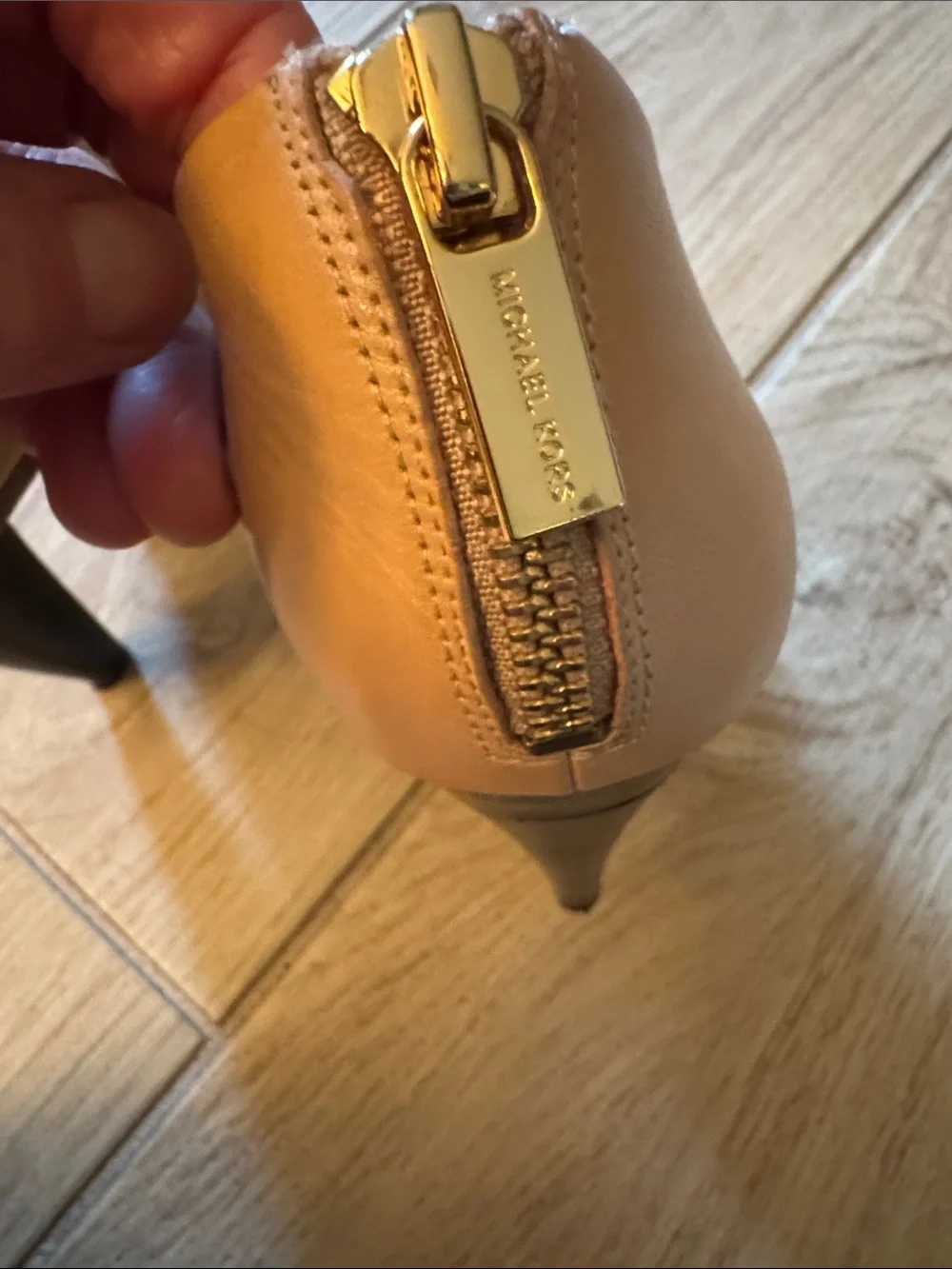 Michael Kors Neutral Leather Crossover Strap High Heels